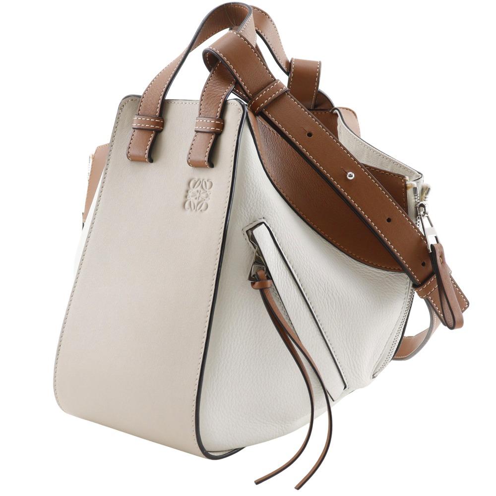 Loewe Гамак Маленькая Сумка 2WAY Плечевая Коричневый / Белый Телячья Кожа Женская Б/У