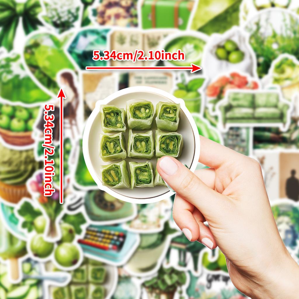 New 50 Small Fresh Green Series Graffiti Stickers Decorative Skateboard Notebook Refrigerator Stickers