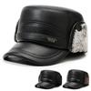 Middle-Aged and Elderly Hat Men's Winter Warm Father Grandfather Leather Hat Velvet Cold-Proof Old Man Ear Protection Flat Cap