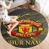 Manchester United F Custom Name Round Area Rug,Carpet Rug for Living Room Bedroom Sofa Playroom Decor,Non-slip Floor Mat