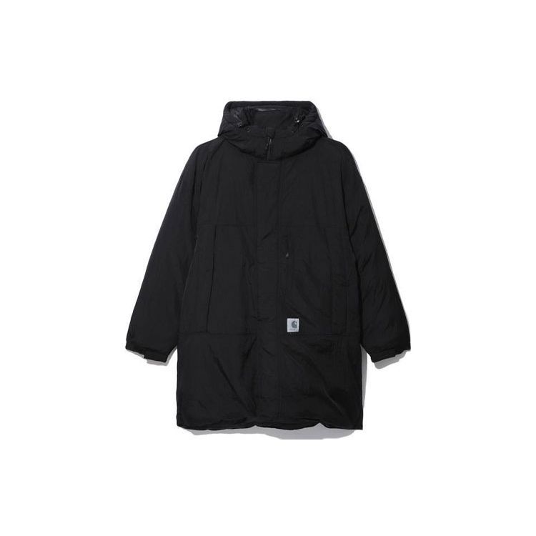 Carhartt WIP Мужская хлопковая куртка с длинным рукавом и молнией, с принтом логотипа, Черная CHXOCA212003H-BKX