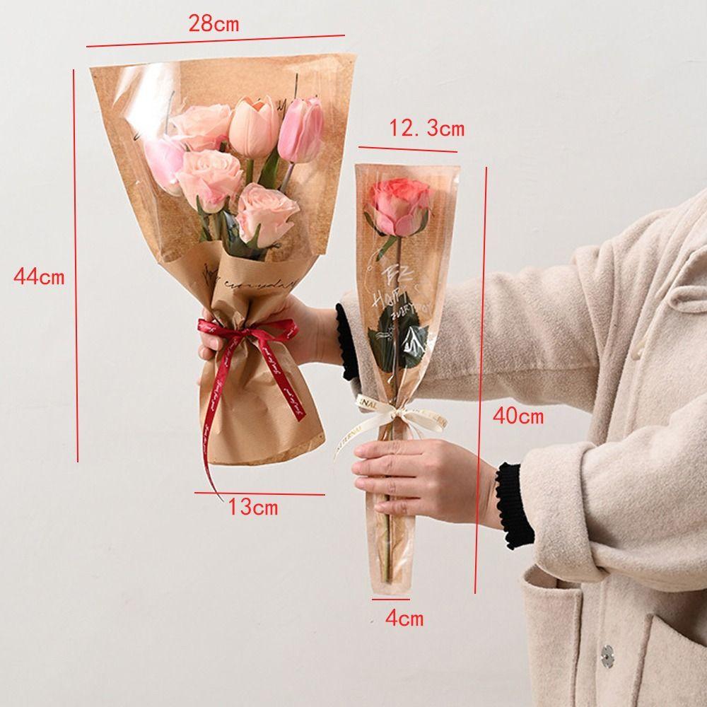20/30PCS Transparent Rose Packing Sleeve Bag Wrapping Sleeve Flower Packaging Bag Valentine's Day