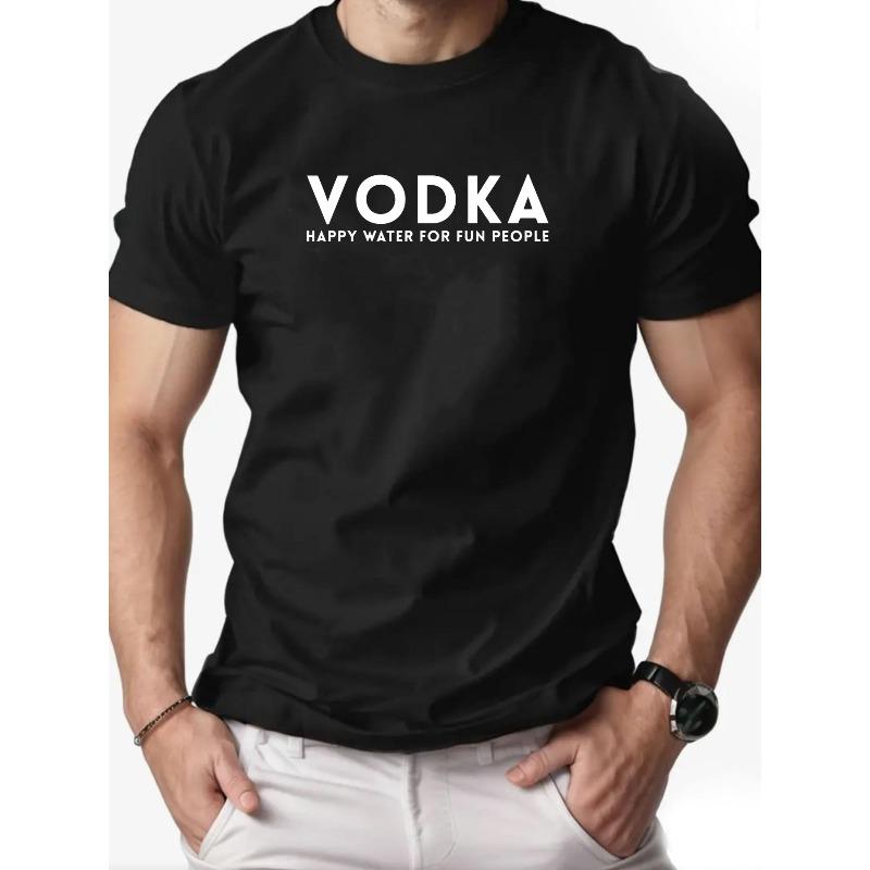 Мужская футболка с принтом VODKA, короткий рукав - Летняя повседневная однотонная футболка с круглым вырезом с изображением водки, мужская повседневная одежда для вечеринок и на каждый день