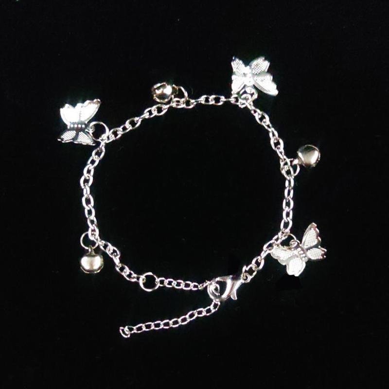 Pretty Butterfly Bell Pendant Chain Bracelet Exquisite Charm Adjustable Wedding Bangle Cute Women Lady Jewelry Party Gift