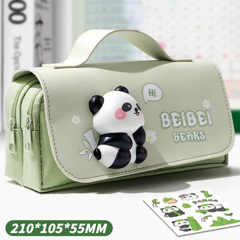 Cute Cartoon Capybara Panda Pen Bag Fashion 3-Layer Large Capacity Stationery Organizer Multifunctional Pen Box Children Gifts