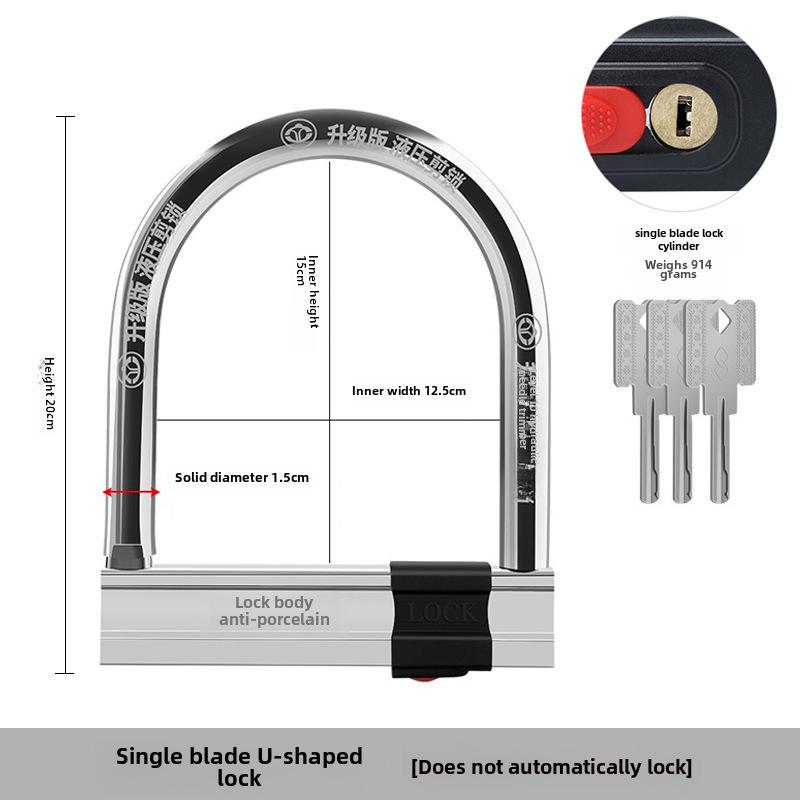 U-Shaped Anti-Theft Waterproof Lock for Bicycles, Electric Vehicles, and Motorcycles