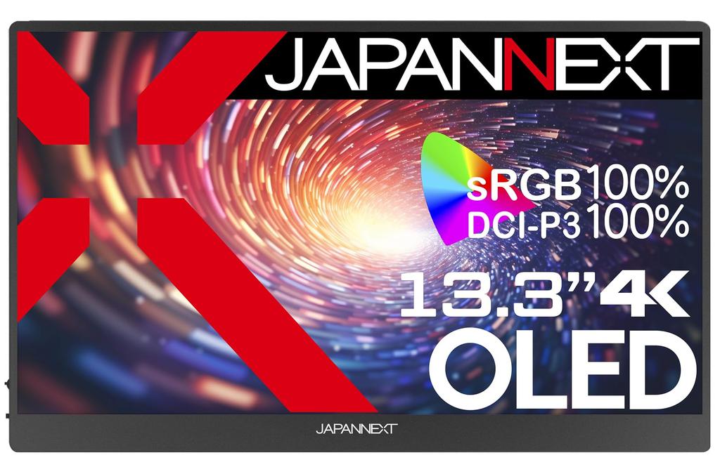 JAPANNEXT Inch Mobile Monitor OLED Panel 4K UHD 3840x2160 Resolution with Smart Case 13.3 (USB/Type C/PC compatible/Built-in speaker/sRGB100%/Glossy)