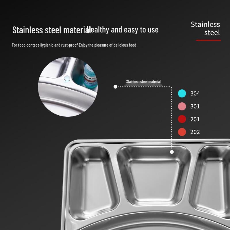 201 Stainless Steel Divided Lunch Tray