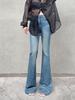 Винтажные синие широкие расклешенные джинсы, женские летние длинные брюки с высокой талией и шваброй