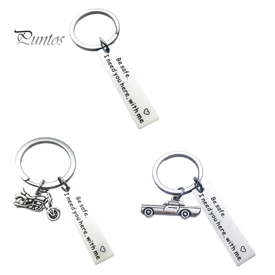 Брелок для ключей Drive Safe I Love You с персонализированной гравировкой инициалов, подарочный брелок из нержавеющей стали с гладкой отделкой