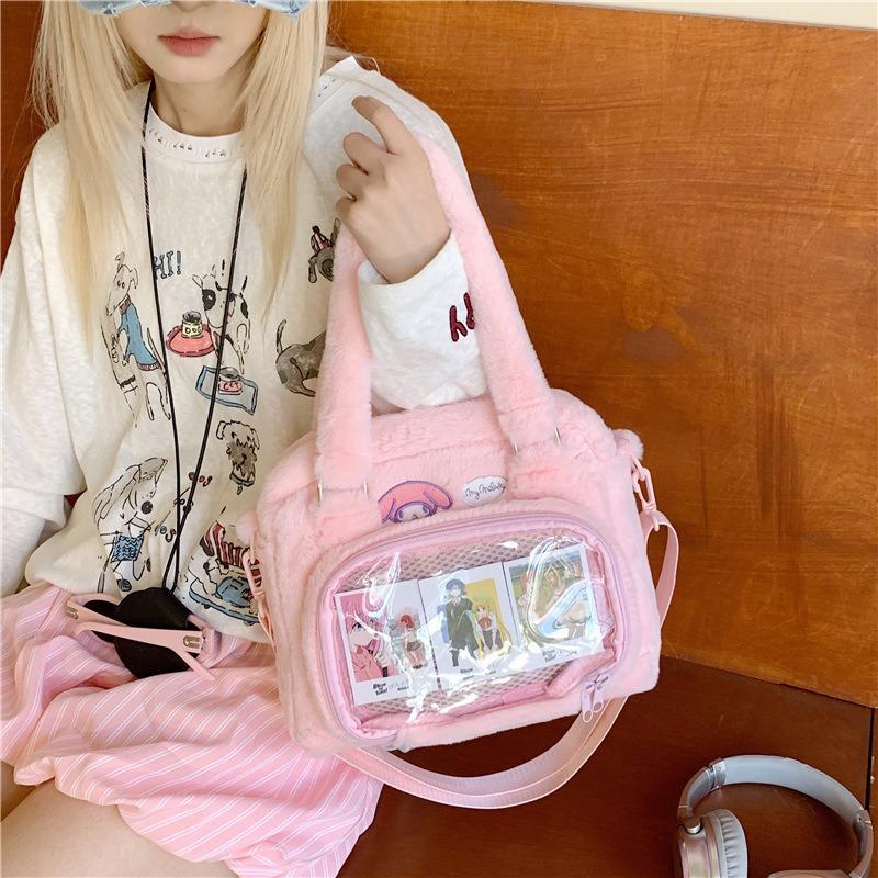 New Niche Design Cute Big-eared Dog Plush Shoulder Bag Cartoon Cute Transparent Bar Woman