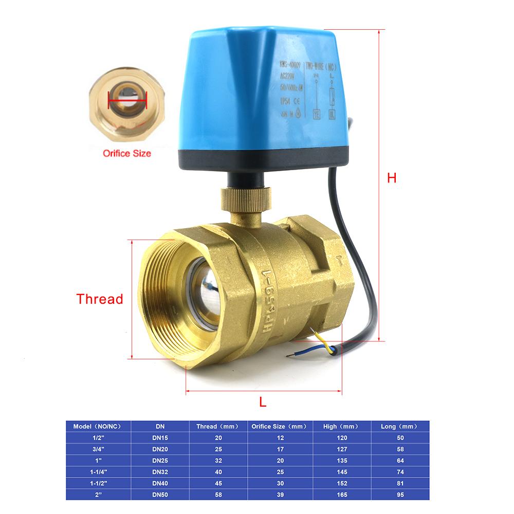 1/2" 3/4" 1" 2" Нормально закрытый моторизованный шаровой кран 220В 12В 24В 2-проводной латунный электрический соленоидный клапан DN15 DN20 DN25 DN32