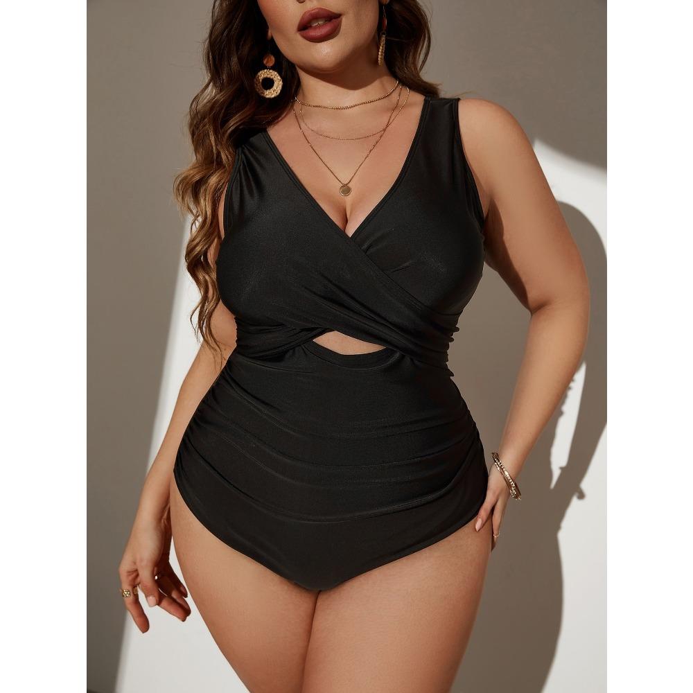 New New Sexy Suit One-piece Swimsuit Solid Color Plus Size Swimsuit