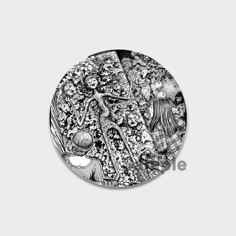 58 мм новая брошь с героями мультфильмов Дзюндзи Ито, аниме ужасов, эмалированная булавка из сплава, фильмы ужасов, аксессуары для творчества, детский подарок, 58 мм, значок с мультяшным рисунком