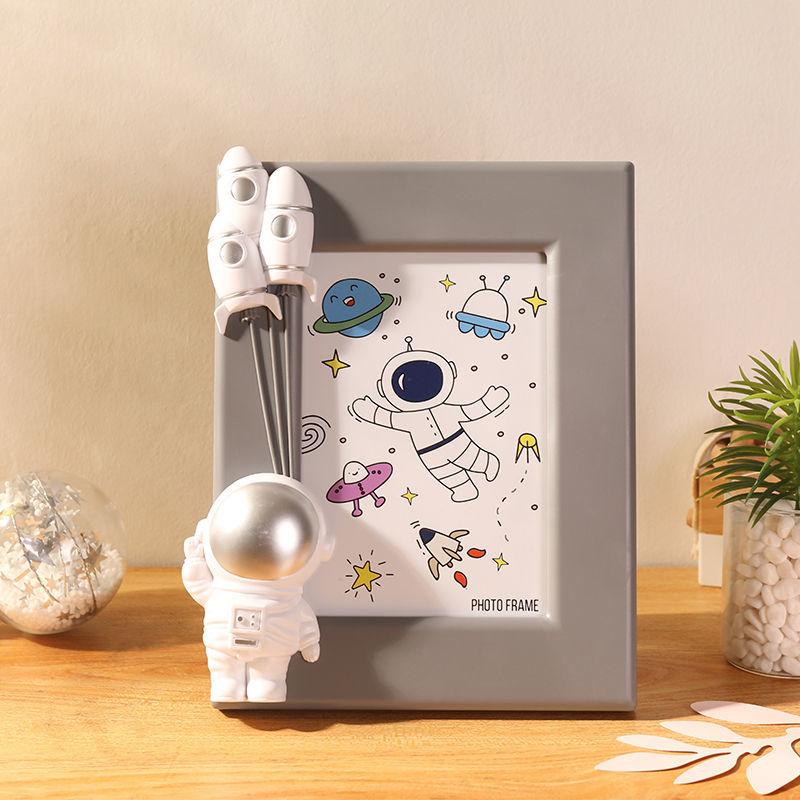 7-дюймовая фоторамка «Астронавт», Милая мультяшная детская рамка, Пластиковый рельеф, Горизонтальная пластина, Вертикальная пластина, Фоторамка