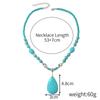Necklace for Women Natural Turquoise Beaded Jewelry Niche Design Sense Double Teardrop Pendant Turquoise Necklace Beautiful Elegant Necklace for Her