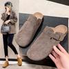 Fashion Autumn Winter Size 45 Mules Modern Sandals Buckle Shoes Strap Concise Retro Outside Flat with Women's Slippers Zapatos