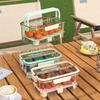Lettuce Storage Container Leak-Proof Clear Crisper Box Produce Saver 2-Tier Ice Cooler Basket Portable Fruit Container with Drainage Tray
