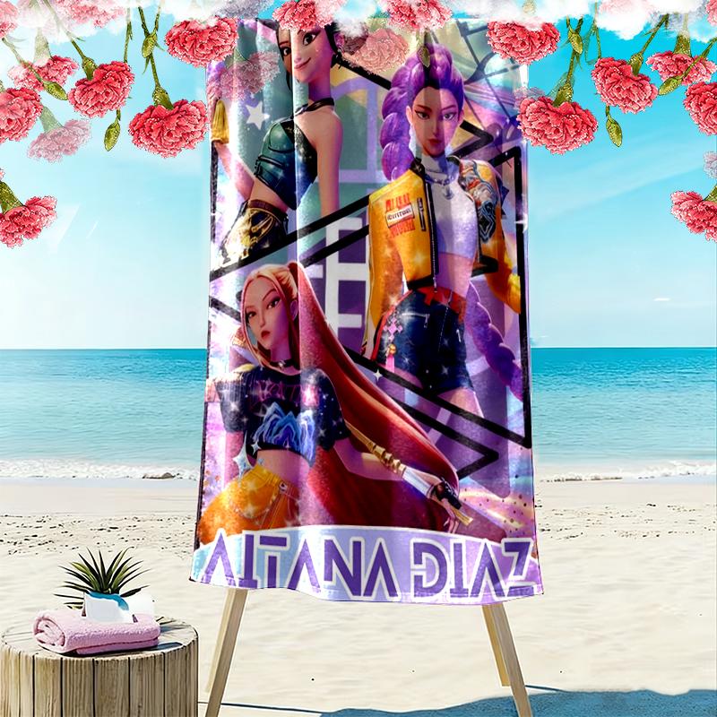 Kpop Demon Hunters Beach Towel Perfect for Travel, Outdoor Activities, Swimming, Camping, Hiking
