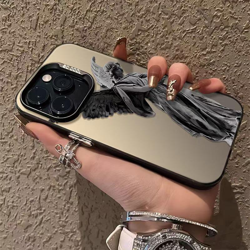 Angel Statue iPhone Case for 15Pro Max, 16Pro, 14Pro, 13 - European & American Design