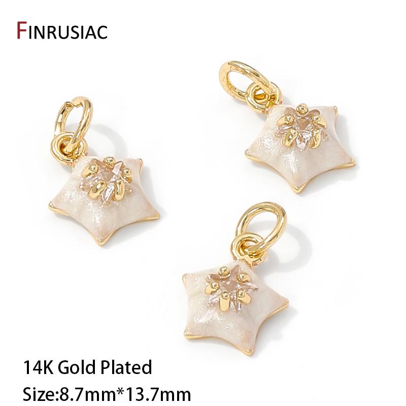 Позолоченная латунь 14K, цирконы, эмаль, подвески-звездочки для изготовления ювелирных изделий, серег, ожерелий, браслетов, поделок, аксессуары