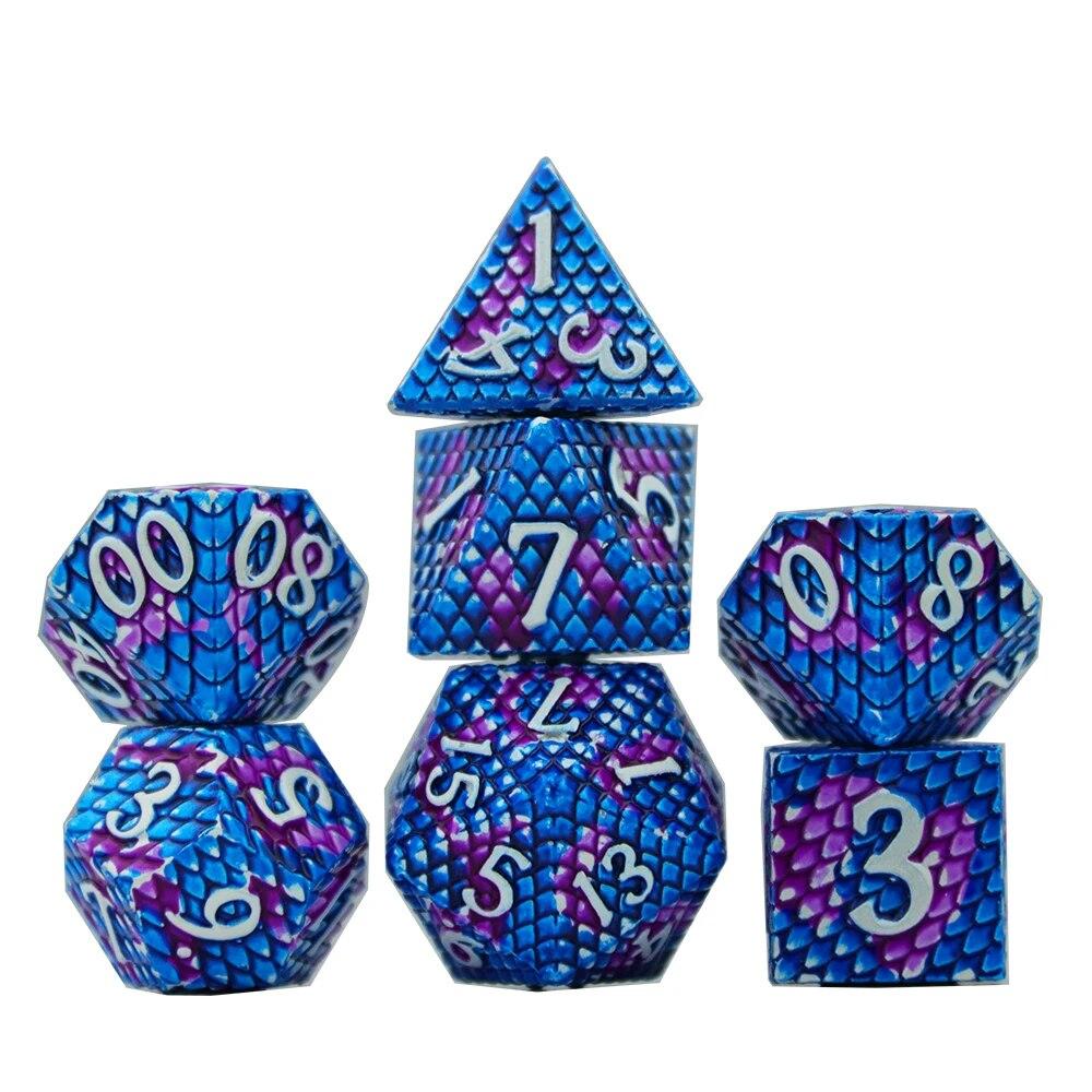 Металлические кости DND Dragon, 7 шт., многосторонние кубики для настольных игр TRPG, настольная игра D & D, развлечения