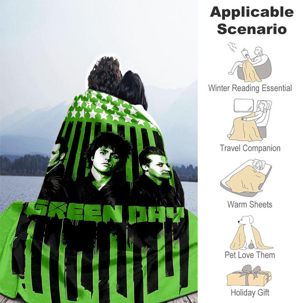 1 шт. Плед Green Day для улицы, легкий, фланелевый, мягкий и теплый, для использования в любое время года, для дивана, улицы, кемпинга, гостиной, офиса, стула
