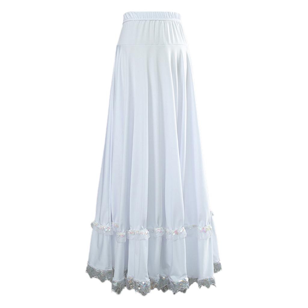 Элегантная юбка для выступлений для женщин: Легкий дизайн по всей окружности с эластичной талией и кружевной отделкой, идеально подходит для сцены и соревнований