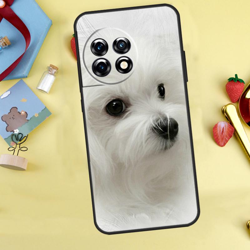 Cartoon Maltese Dog Case For OnePlus 13T 13R 12 12R 15 13 11 10 10T 8T Nord CE 2 3 4 Lite N20 N30 Nord 5 Cover