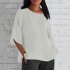 Women's Fashion Half Sleeve Round Neck Solid Colour Loose Casual Shirt Top