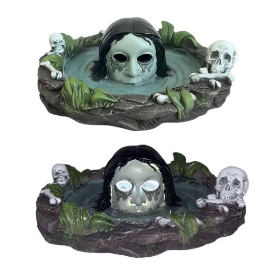 yangyizhi Halloween Scary Ghost Ashtray, Spooky Resin Water Skull Ash Tray for Living Room, Home Office Desk Decor