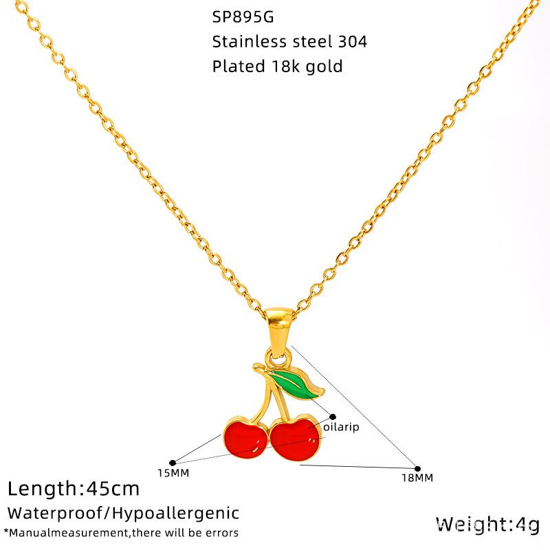 Simple Fruit Series Multi-Style Dripping Cherry High-End Clavicle Necklace Women'S Stainless Steel Jewelry