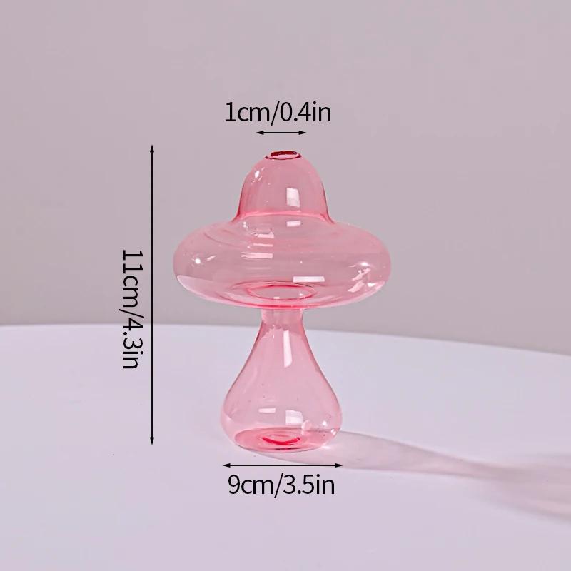 Mushroom Glass Vase Transparent Flower Bottle Small Vase Hydroponic Flower Pot Aromatherapy Bottle Office Desktop Ornament