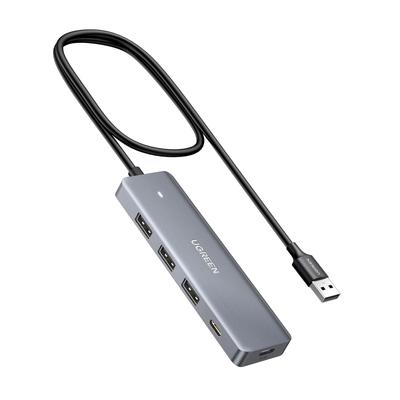 UGREEN USB Expansion USB Power USB Compatible with with LED Indicator 3.0 Hub, 4-Port Hub, USB-C Supply, Self-Powered/Bus-Powered, High-Speed Hub,