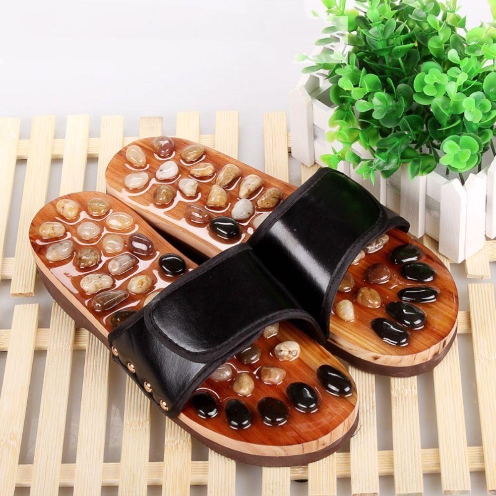 Тапочки для массажа ног с натуральной галькой, унисекс, для женщин