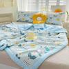 Cartoon Cotton Linen Summmer Blanket Breathable Adult Child Quilt for Summer Washable Air Conditioning Comforter Lightweight