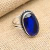 Blue Sapphire Gemstone Handmade 925 Sterling Silver Ring Jewelry For Christmas