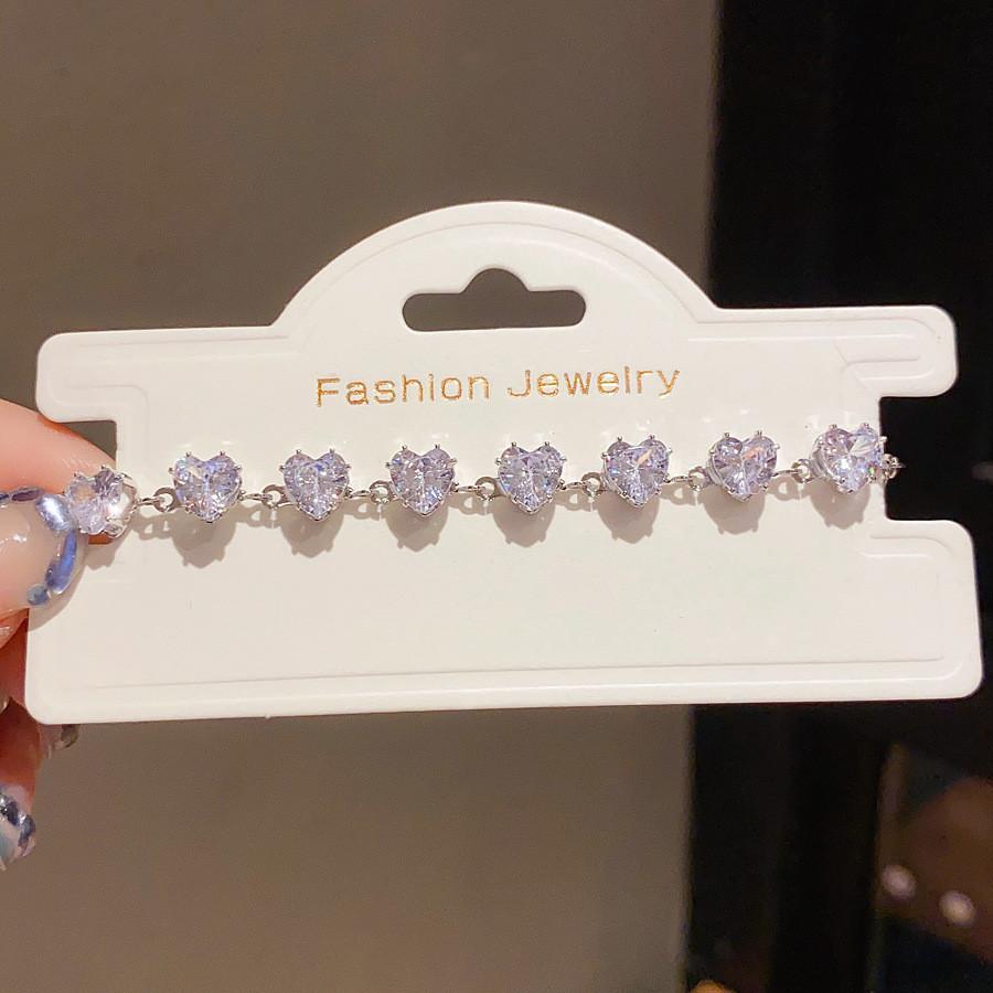 Elegant Heartshaped Zircon Silver Bracelet For Women With Luxury Style And Versatile Gift Use