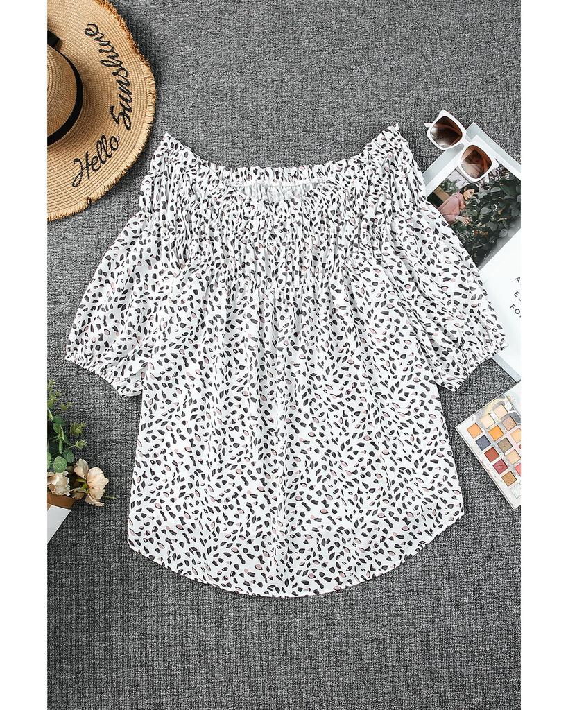 Azura Exchange Блузка с открытыми плечами в горошек