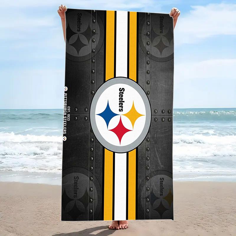 Pittsburgh Steelers Logo Print Beach Towel, Large Soft Quick Dry Towel for Beach Camping Swimming