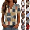Женские Топы Элегантные Повседневные Рубашки с V-образным вырезом и коротким рукавом Плиссированные Блузки Туника на пуговицах