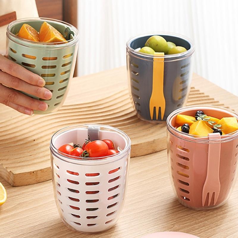 600ml Practical Picnics Storage Bucket Plastic Cup Seal Salad Cup for School