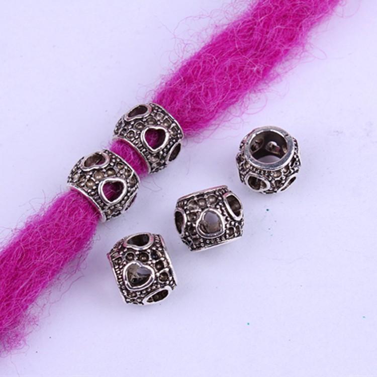 5pcs/bag Silver Metal Hair Rings Braid Dreadlocks Bead Hair Cuffs Dread Tube Charm Dreadlock for DIY Hair Accessaries