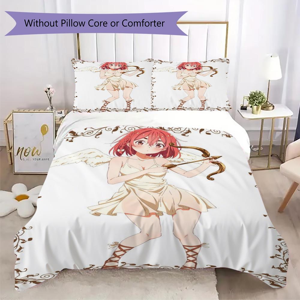 Rent A Girlfriend Pattern Bedding,Quilt Set Quilt Cover Pillowcase Home Birthday Gift(1 * duvet cover + 2 * pillowcase, without core)_lx