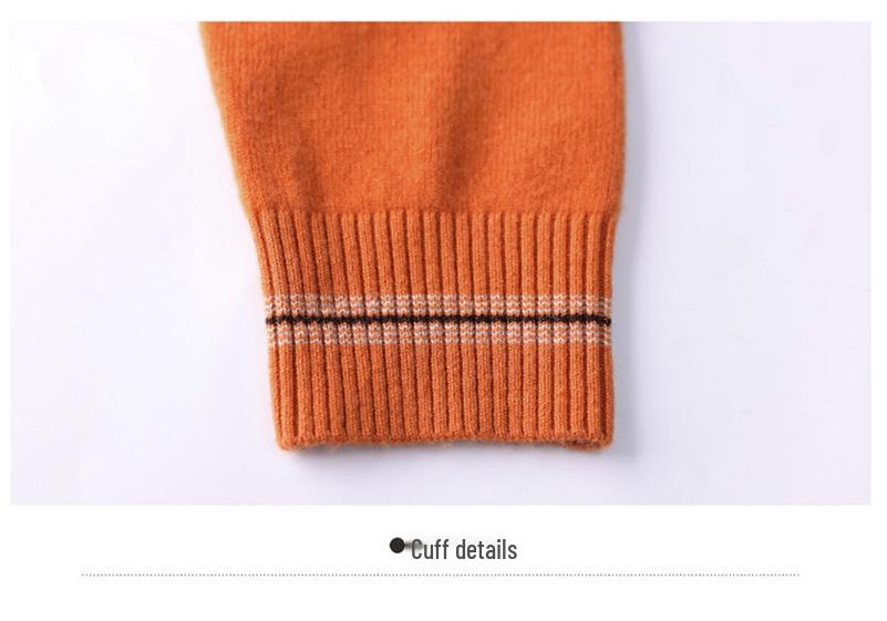 Women's Pure Wool V-Neck Long-Sleeve Knit Sweater - New Style for Autumn Winter, Loose Fit Base Layer for Middle-Aged Moms