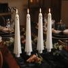 Halloween Ghost Candle Lights Flameless Taper Candles, Battery Operated Flickering Light with Tea Remote, Real Wax 3D Wick LED Candles for Dinner