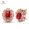 Rose Gold Color Oval Ruby Stud Earrings For Women New Fashion Original Earrings Fine Jewelry Gifts
