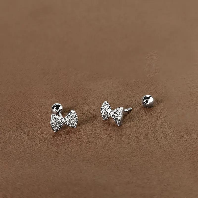 Корейские серьги-гвоздики из серебра 925 пробы для пирсинга козелка, спиральные серьги-гвоздики для женщин, 2 шт., бабочка, сердце, модные украшения для пирсинга ушей