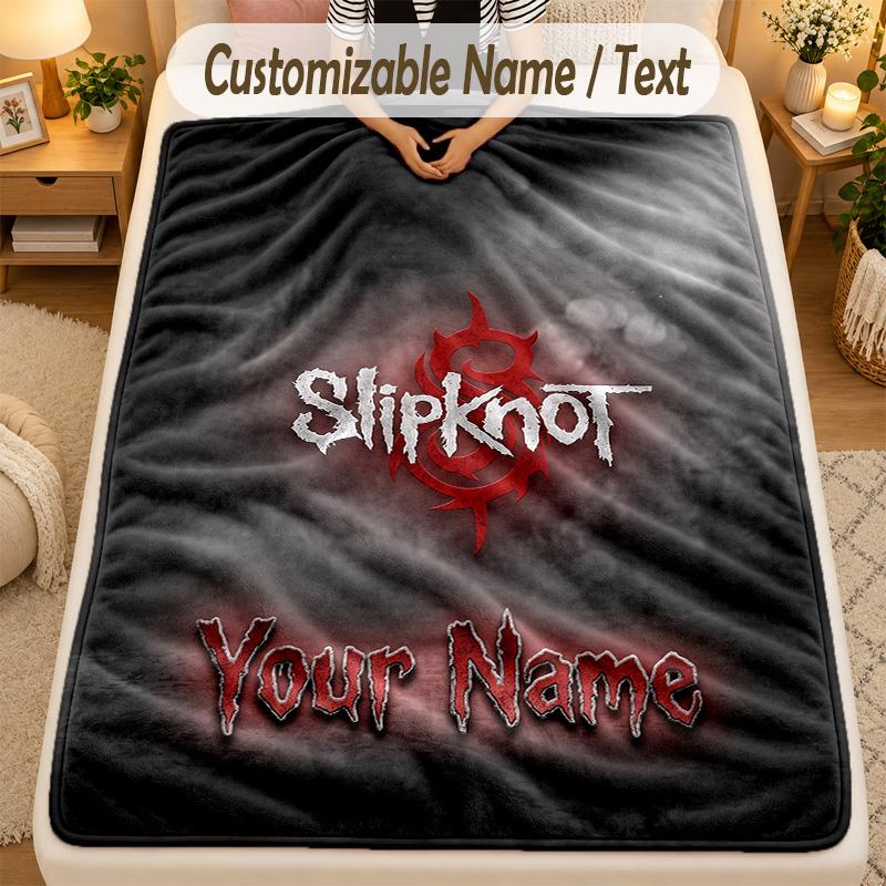 Фланелевое одеялоSlipknot Имя Текст Персонализированное Мягкое Теплое Плед Декор Дома Подарок