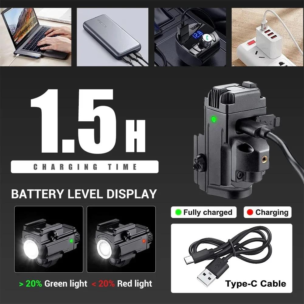 Тактический светодиодный фонарик 800 люмен в комплекте с красным лазером, перезаряжаемый оружейный фонарь для охоты и стрельбы на открытом воздухе